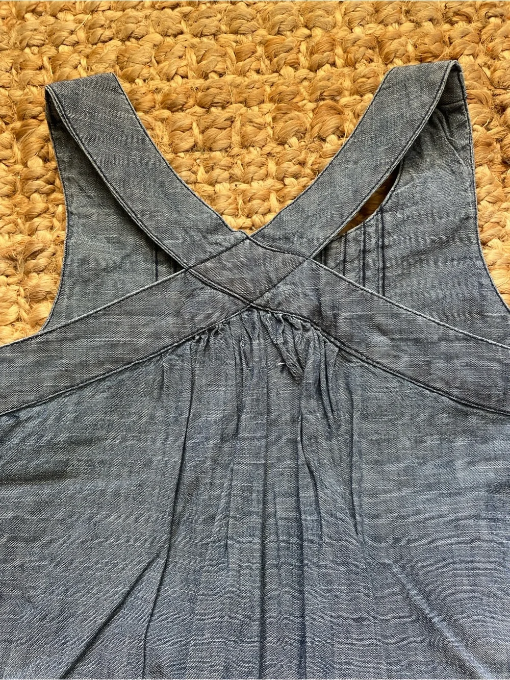 Old Navy Sleeveless Chambray Embroidered Shift Dress - Blue